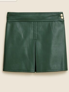 Jcrew green leather faux  skirt  - woman’s size -14